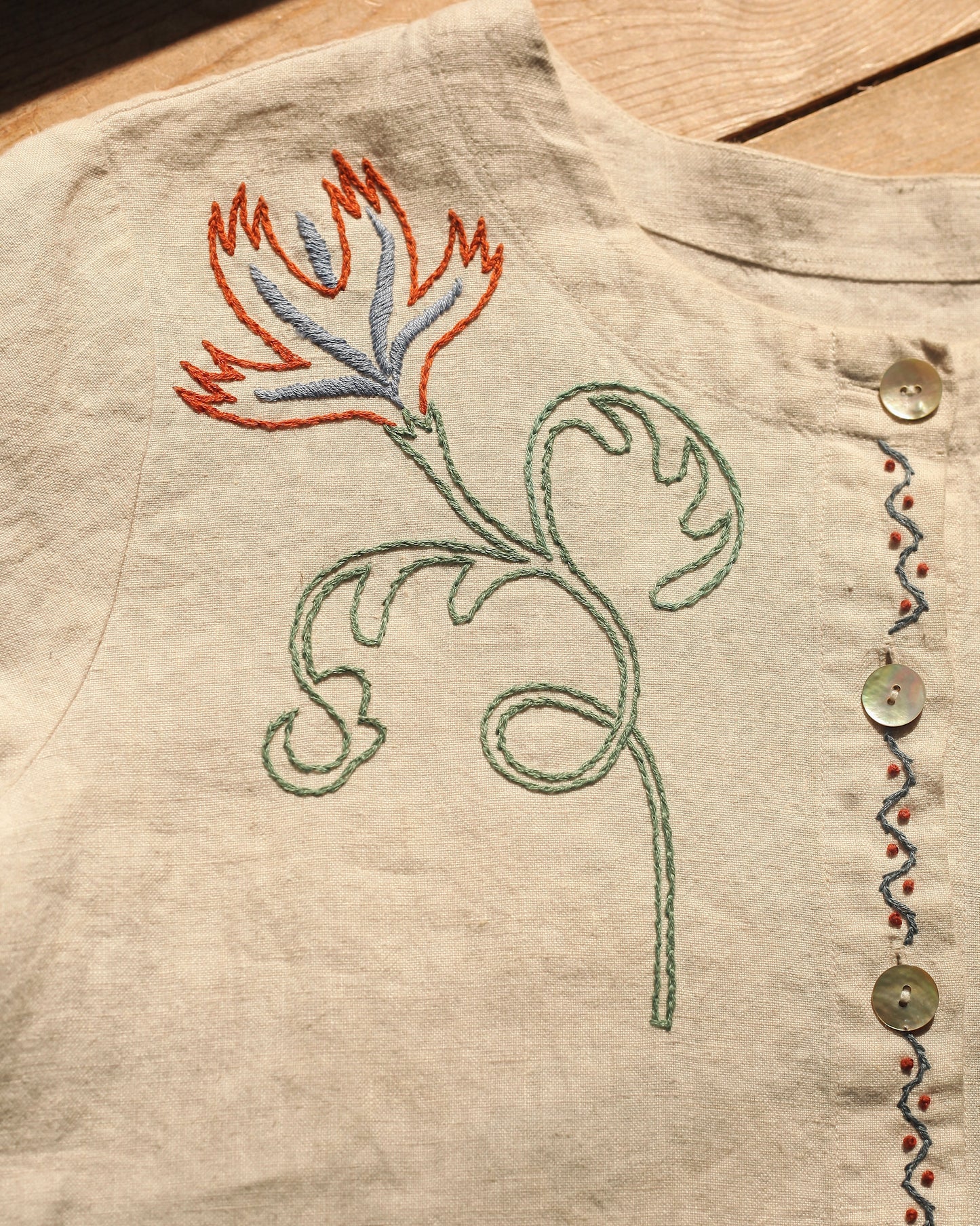 Hand Embroidered Fawn Blouse