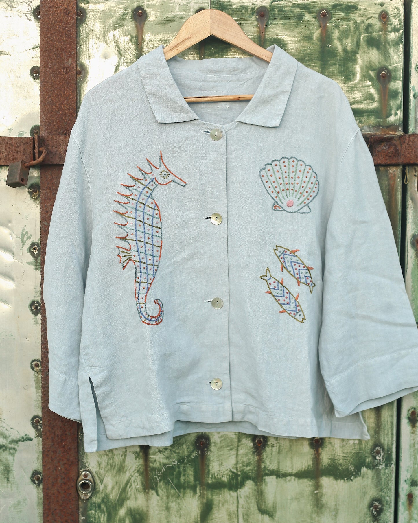 Hand Embroidered Seahorse Blouse