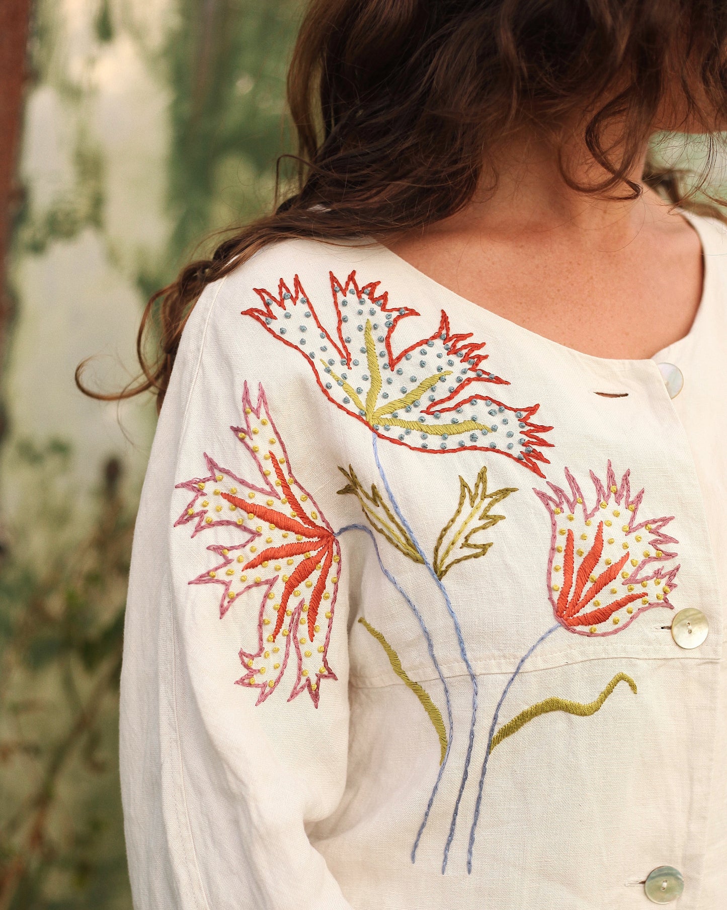 Hand Embroidered Dragonfly Top