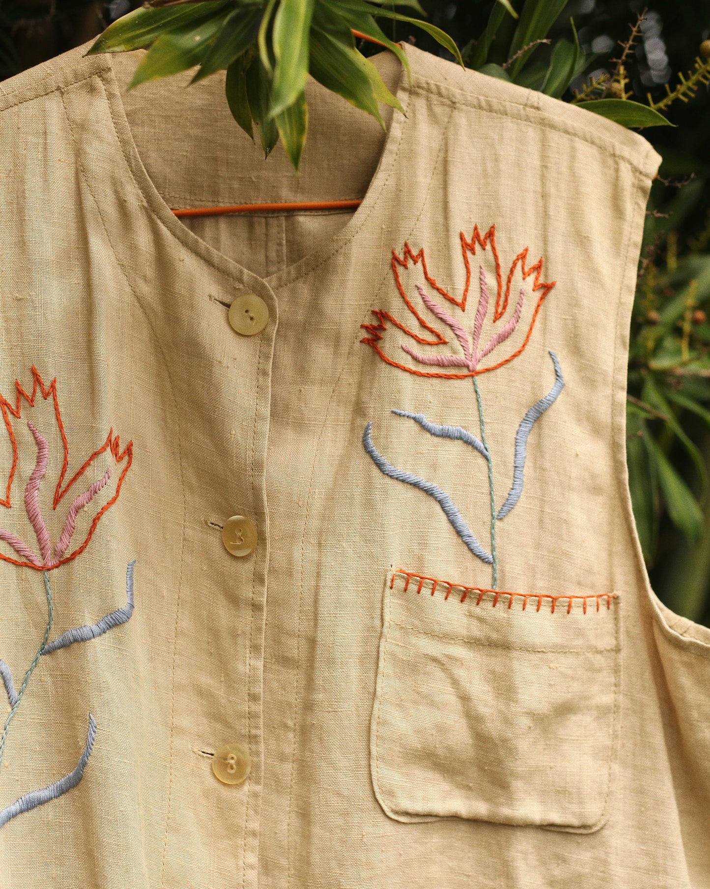 Hand Embroidered Horse and Flowers Waistcoat