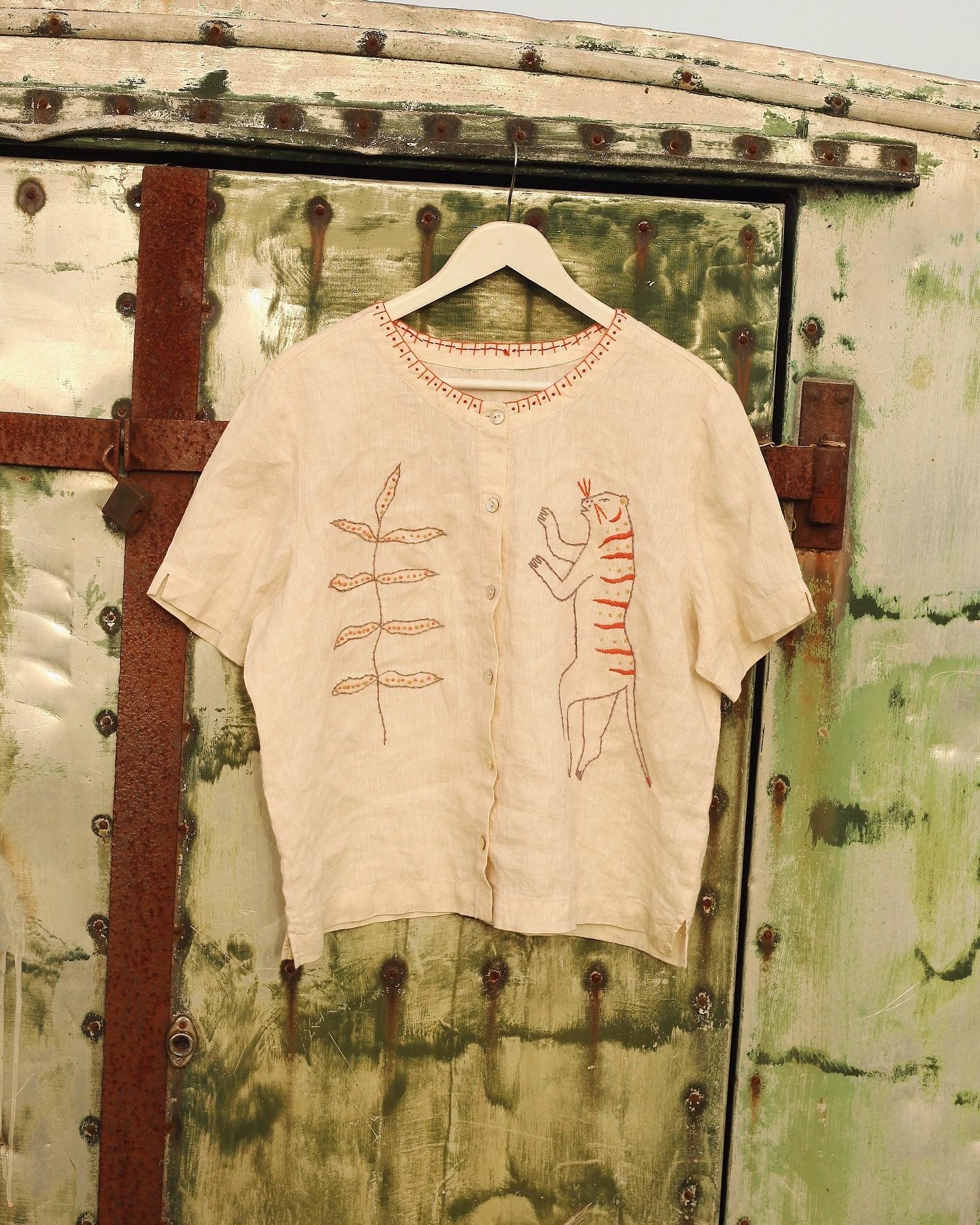Hand Embroidered Linen Blouse