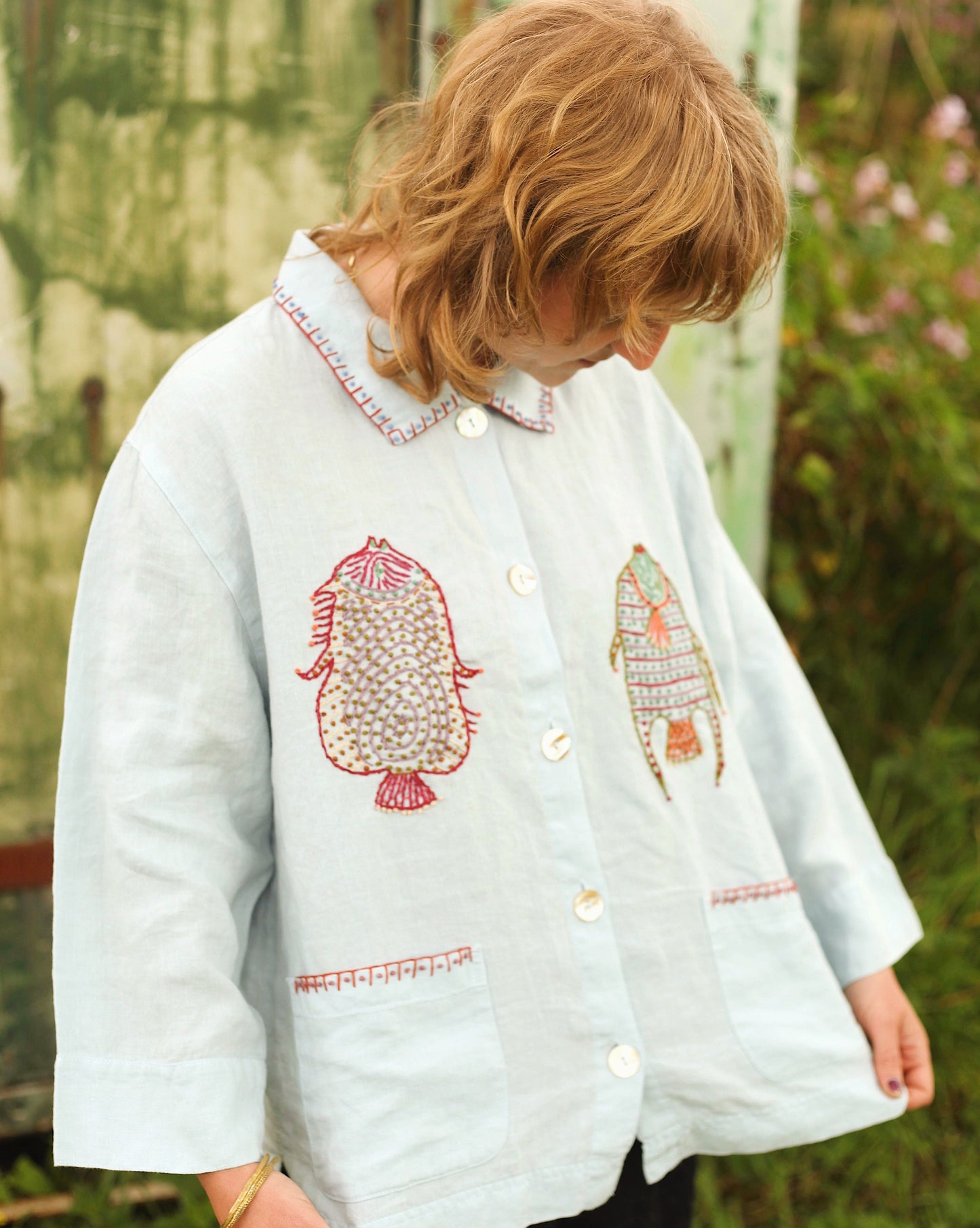 Hand Embroidered Angel Fish Shirt