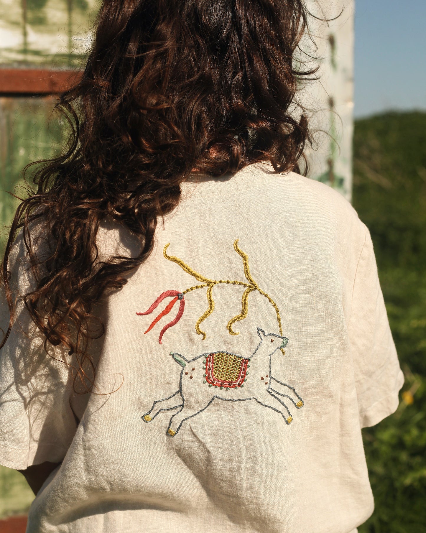 Hand Embroidered Fawn Blouse