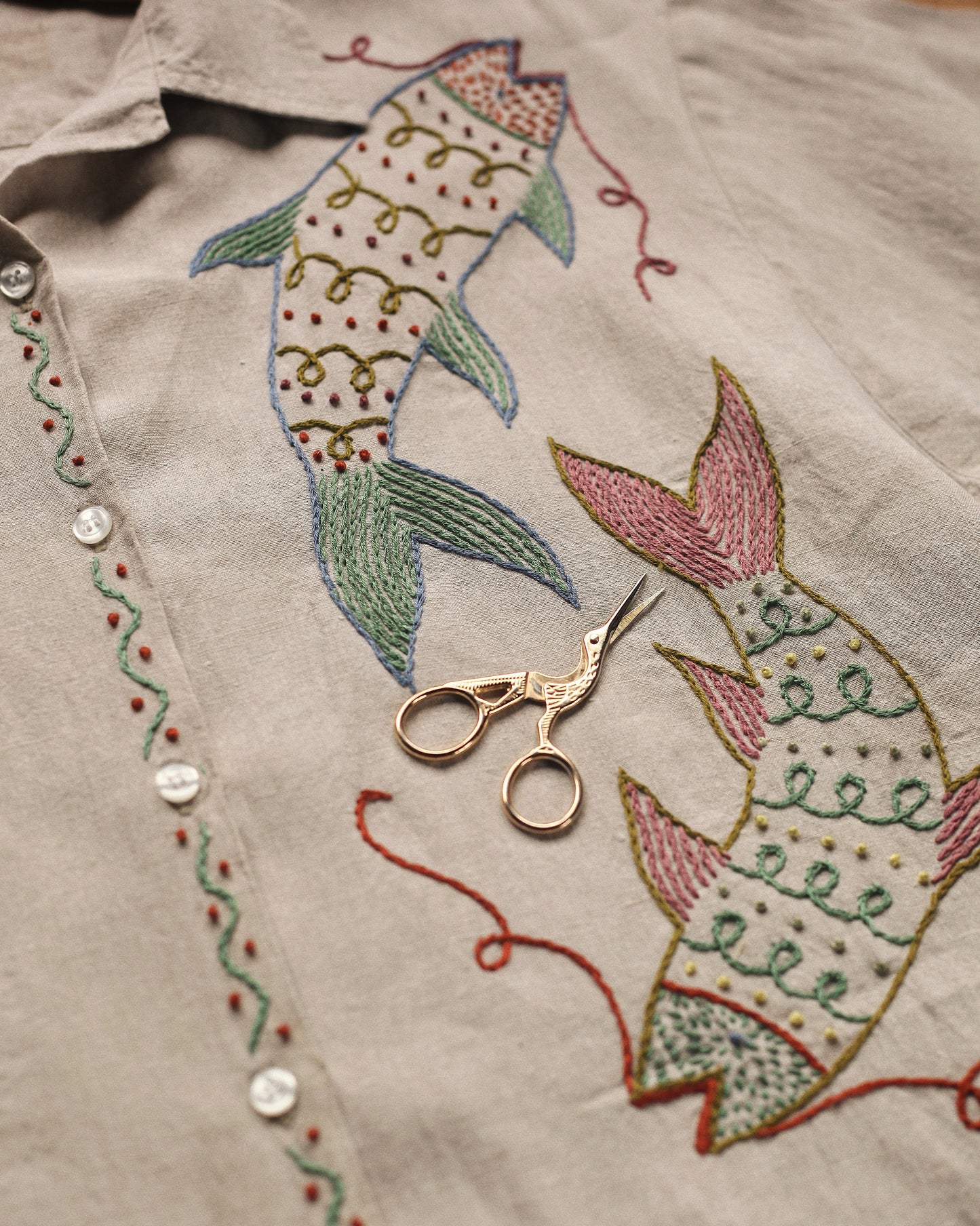 Sky and Water Hand Embroidered Shirt