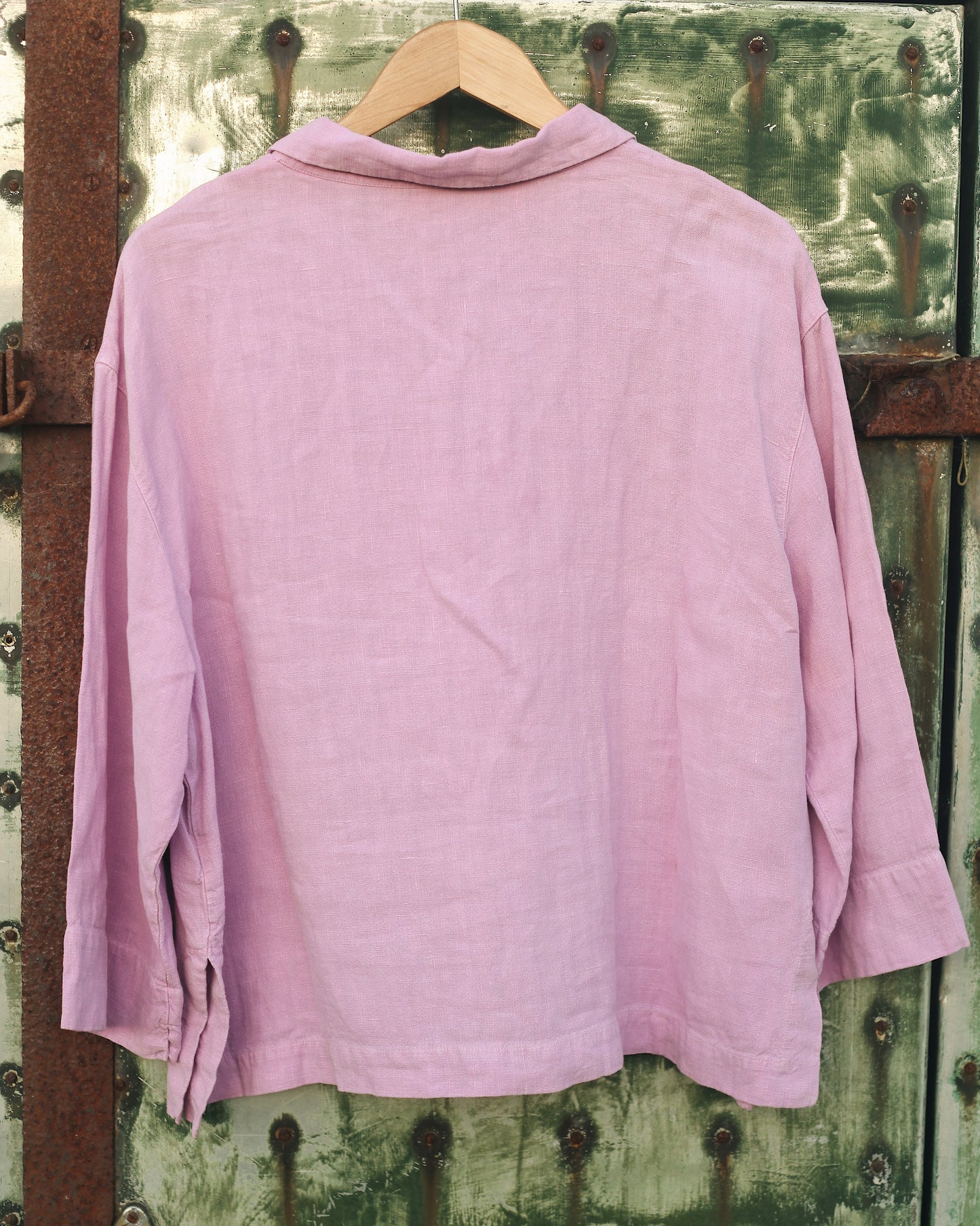 Pink Linen Hand Embroidered Blouse