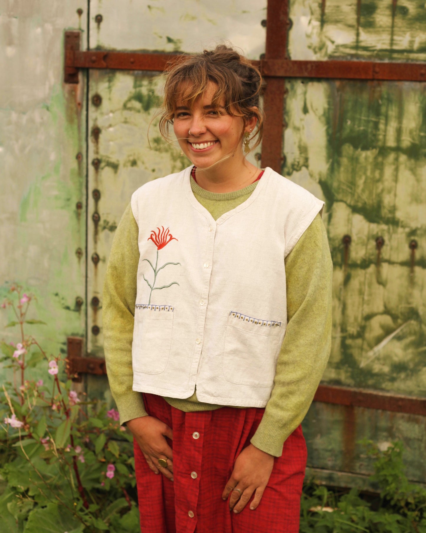 Embroidered Linen Horse Waistcoat