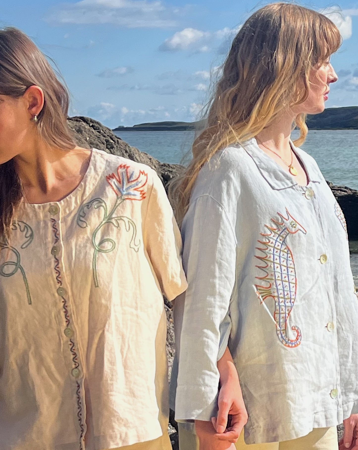 Hand Embroidered Seahorse Blouse