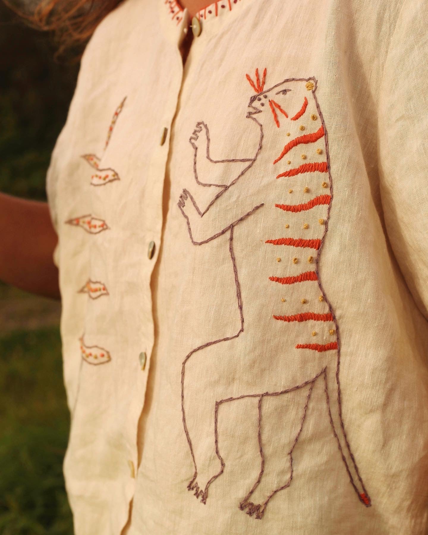 Hand Embroidered Linen Blouse