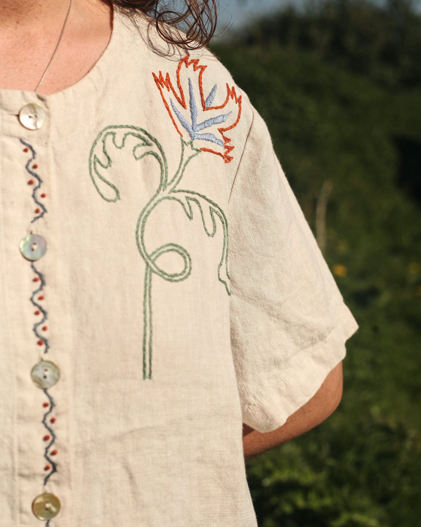 Hand Embroidered Fawn Blouse