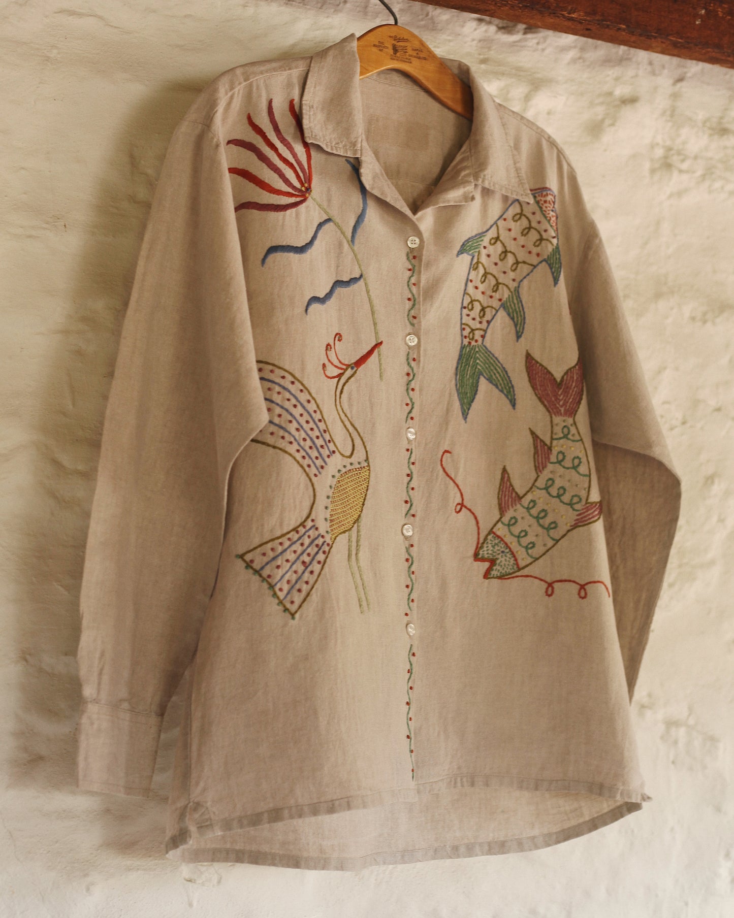 Sky and Water Hand Embroidered Shirt