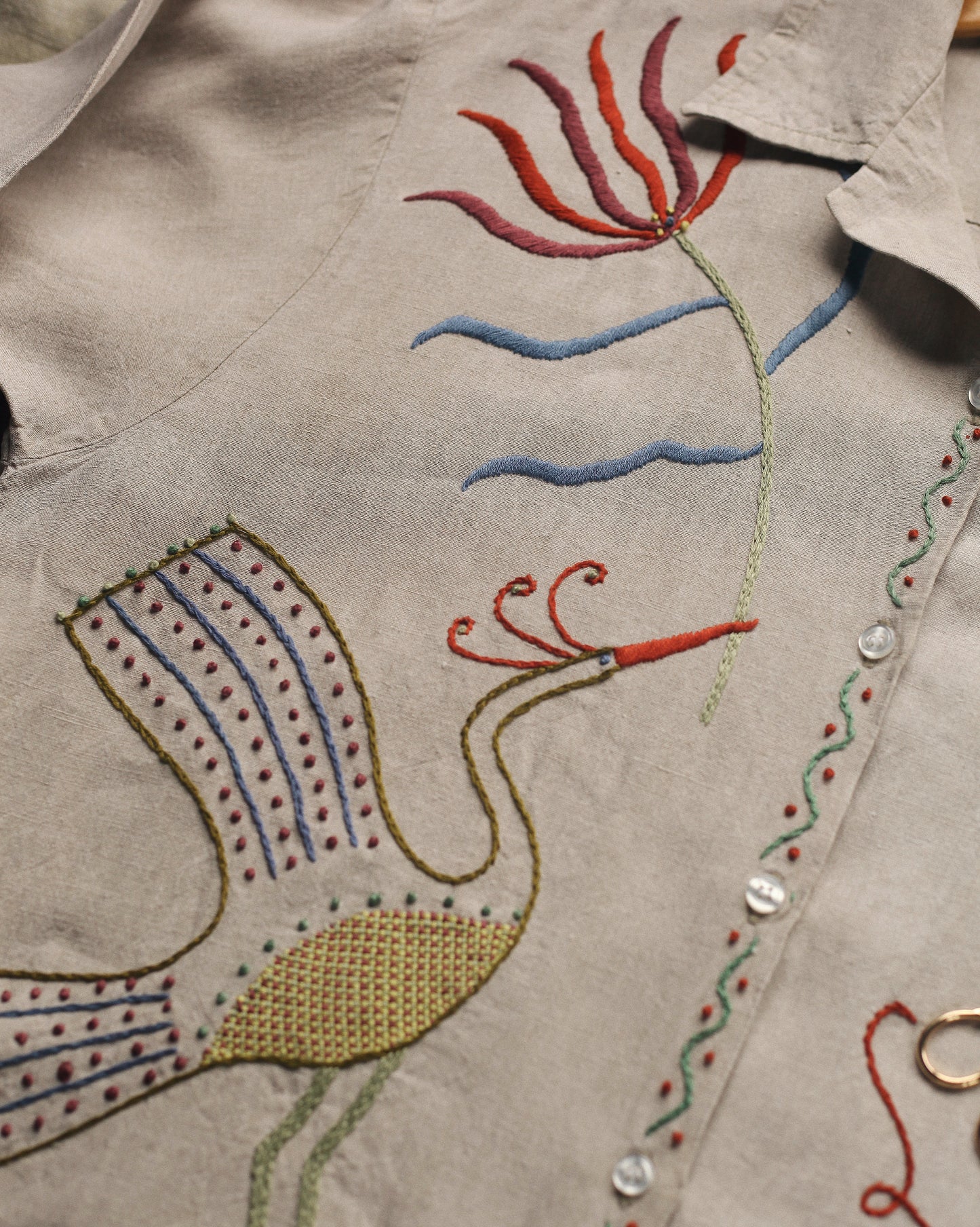 Sky and Water Hand Embroidered Shirt