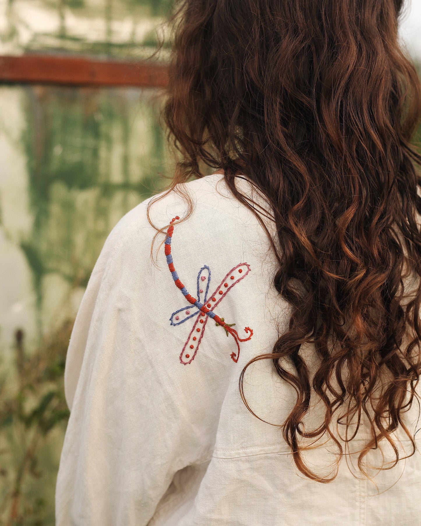 Hand Embroidered Dragonfly Top