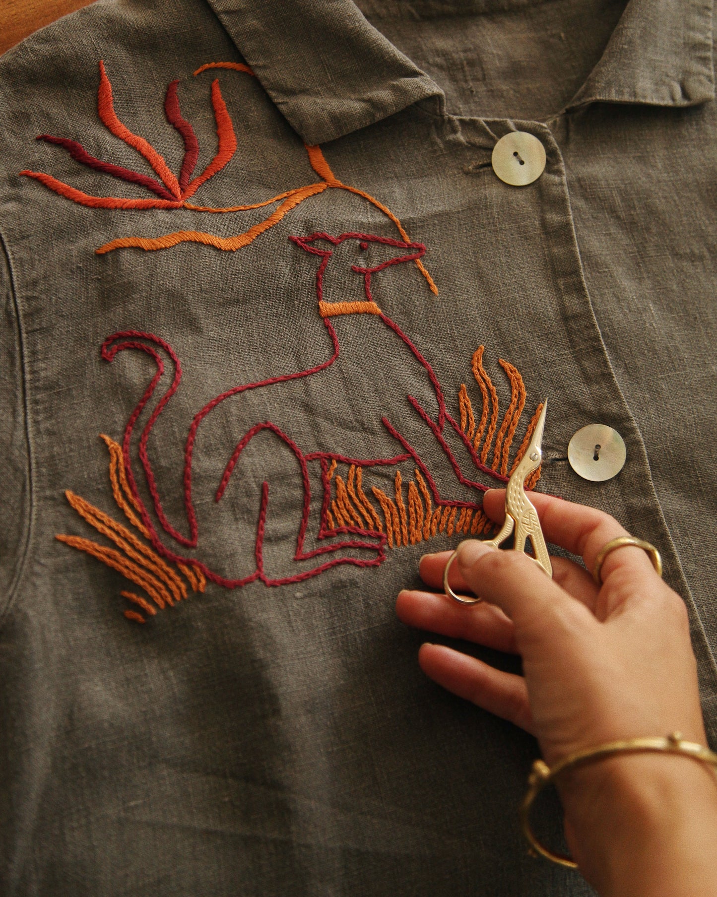 Hand Embroidered Long Dog Blouse