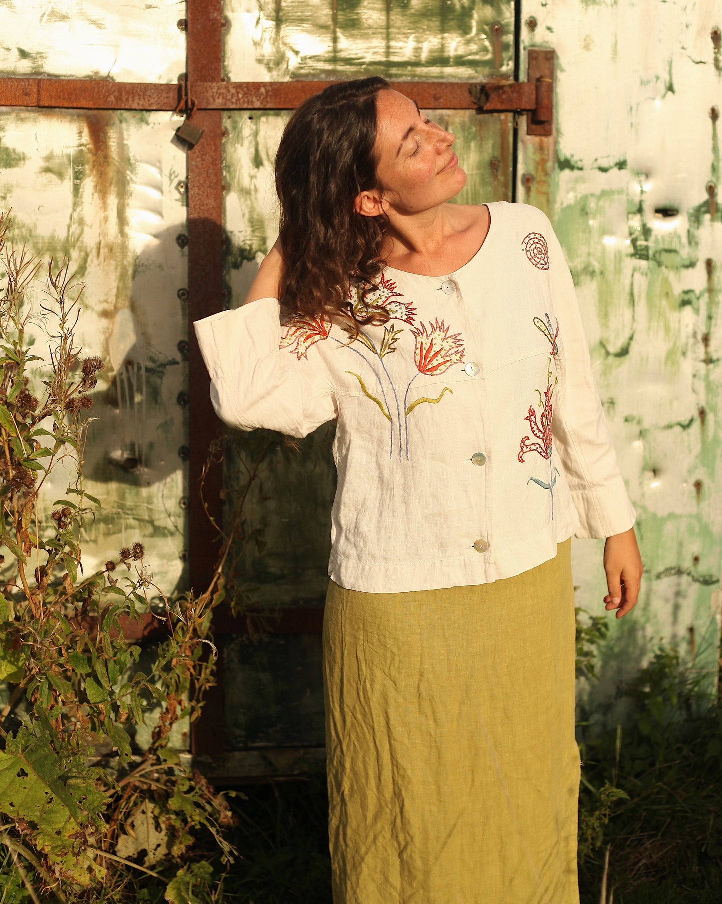 Hand Embroidered Dragonfly Top