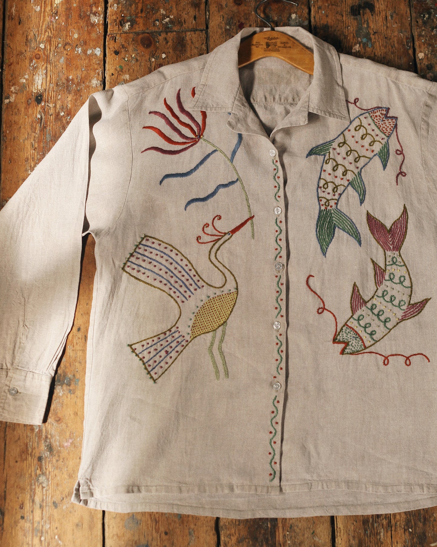 Sky and Water Hand Embroidered Shirt