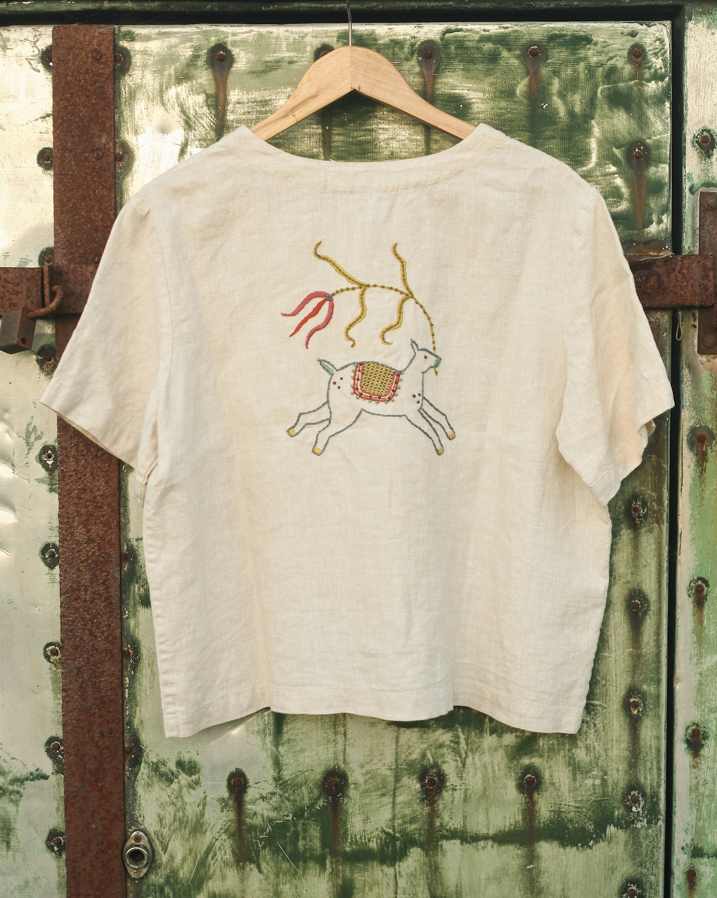 Hand Embroidered Fawn Blouse