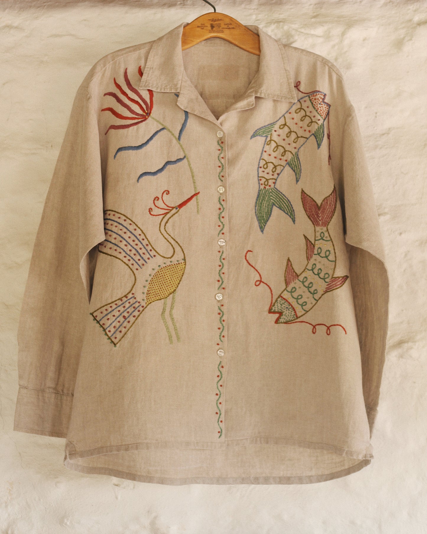 Sky and Water Hand Embroidered Shirt