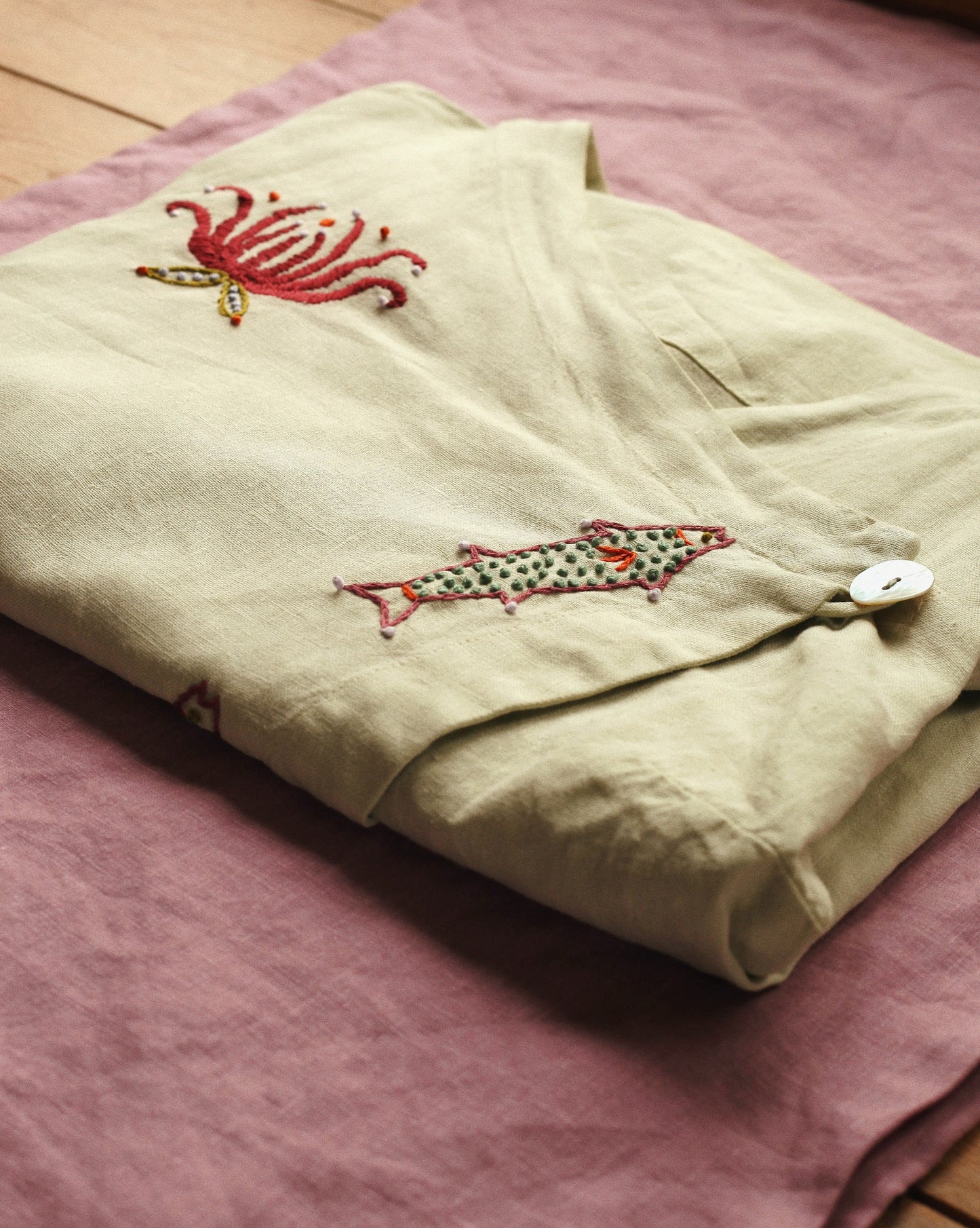 Hand Embroidered Asymmetric Top