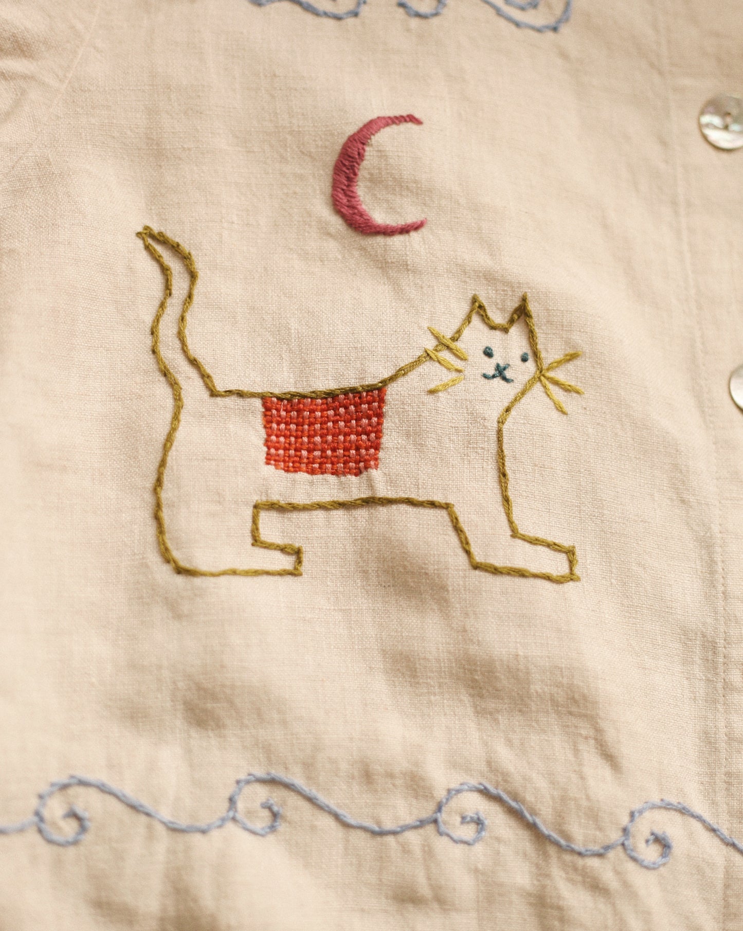 Hand Embroidered "little house" Blouse