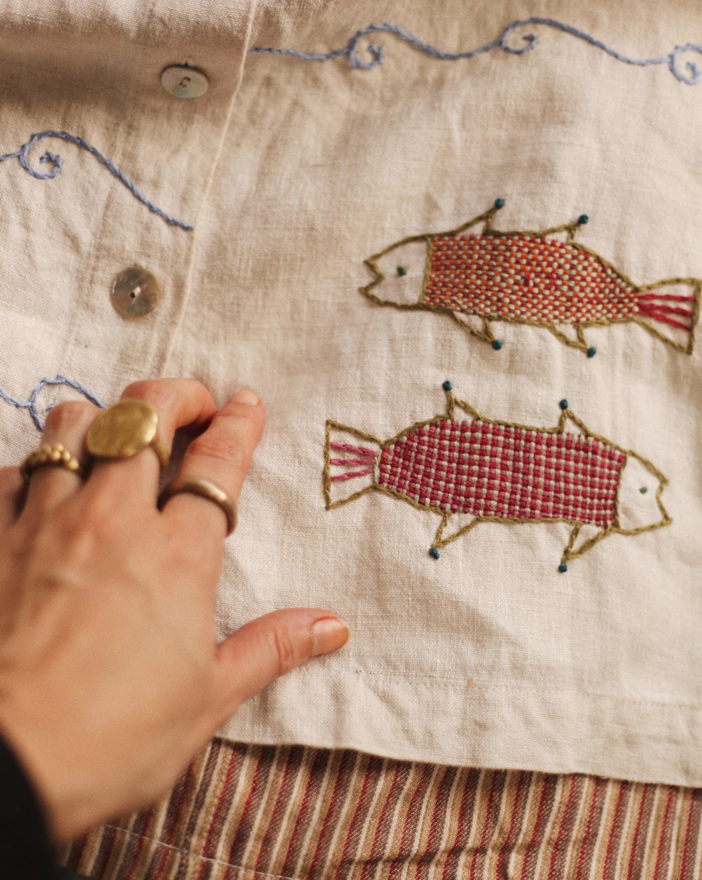 Hand Embroidered "little house" Blouse