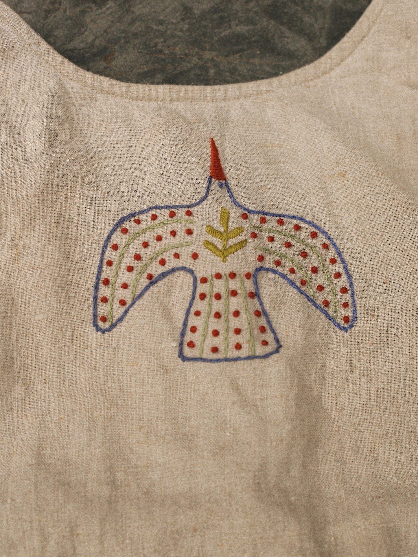 Hand Embroidered Linen Horse Vest