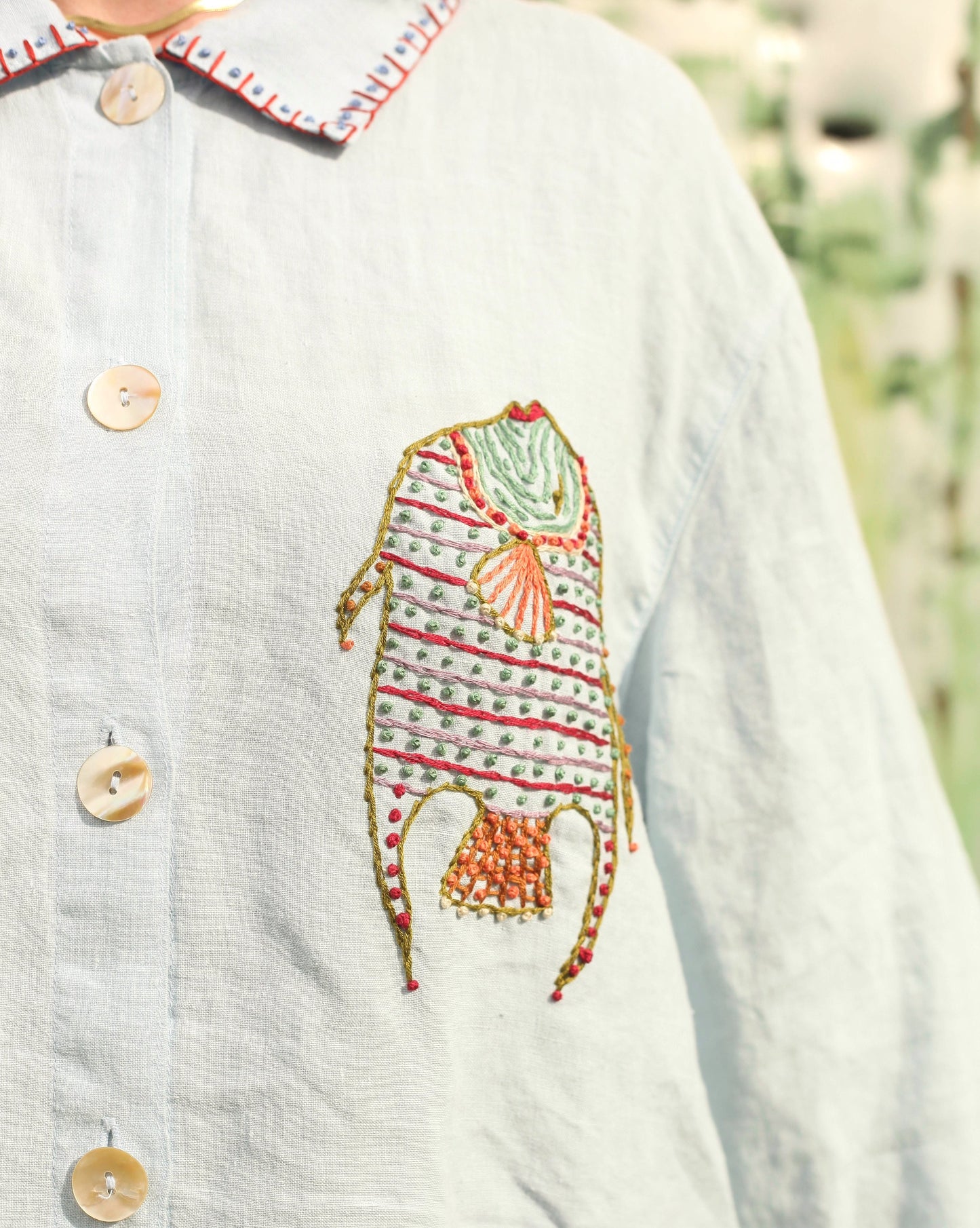 Hand Embroidered Angel Fish Shirt