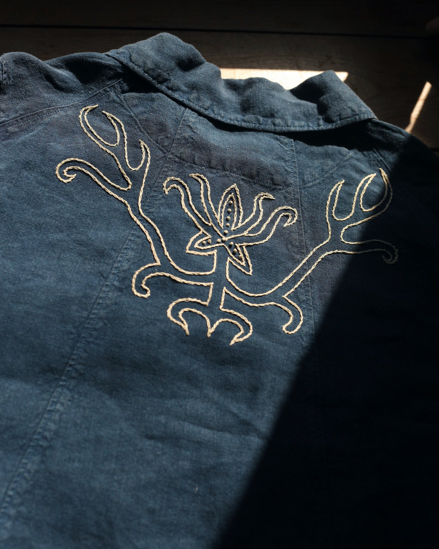 Deep Blue Hand Embroidered Fish Jacket