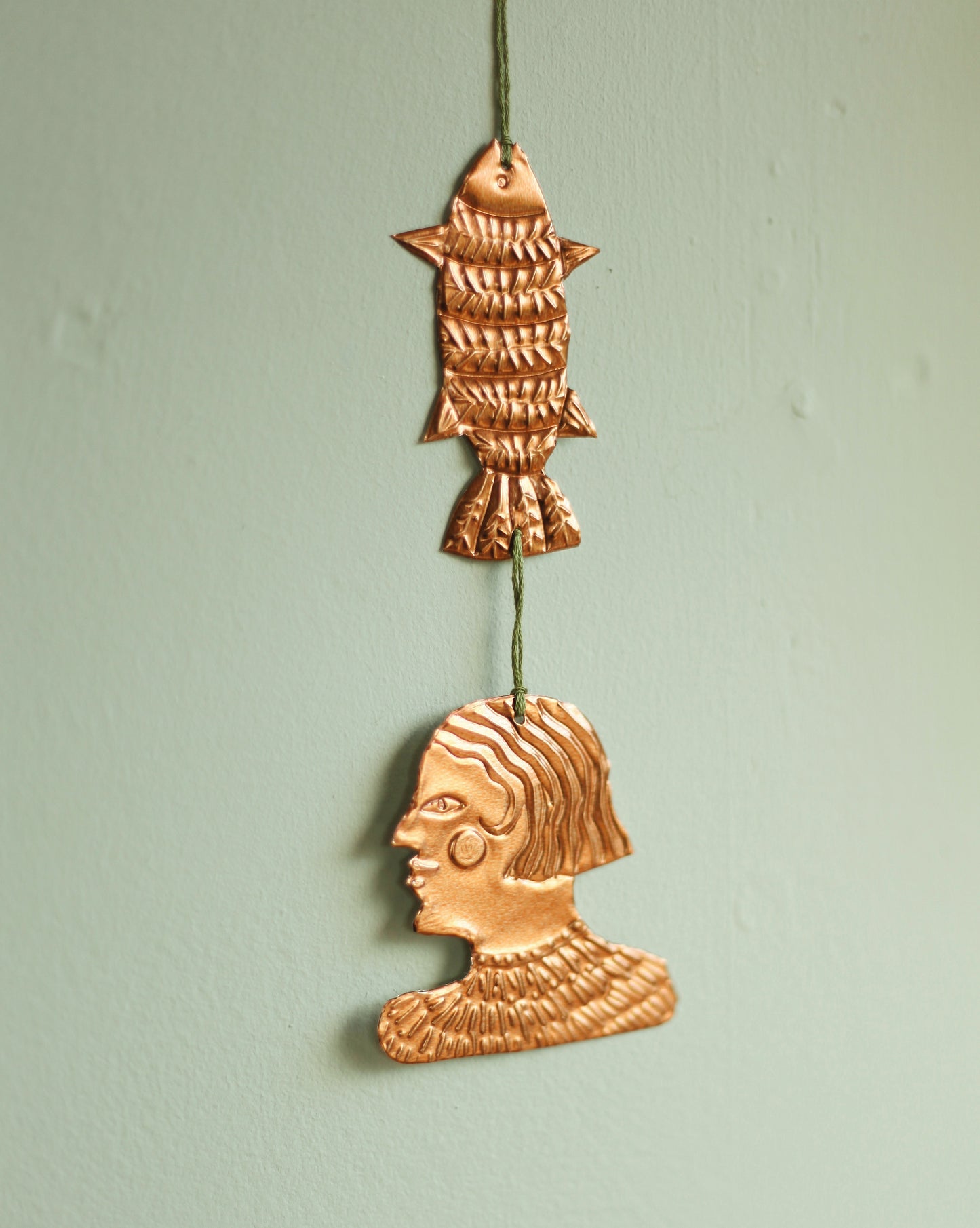 Tin Lady& Fish Hanging Decoration