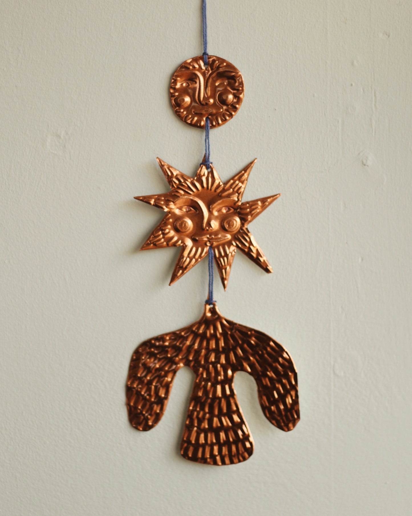 Tin Moon, Star & Bird Hanging Decoration