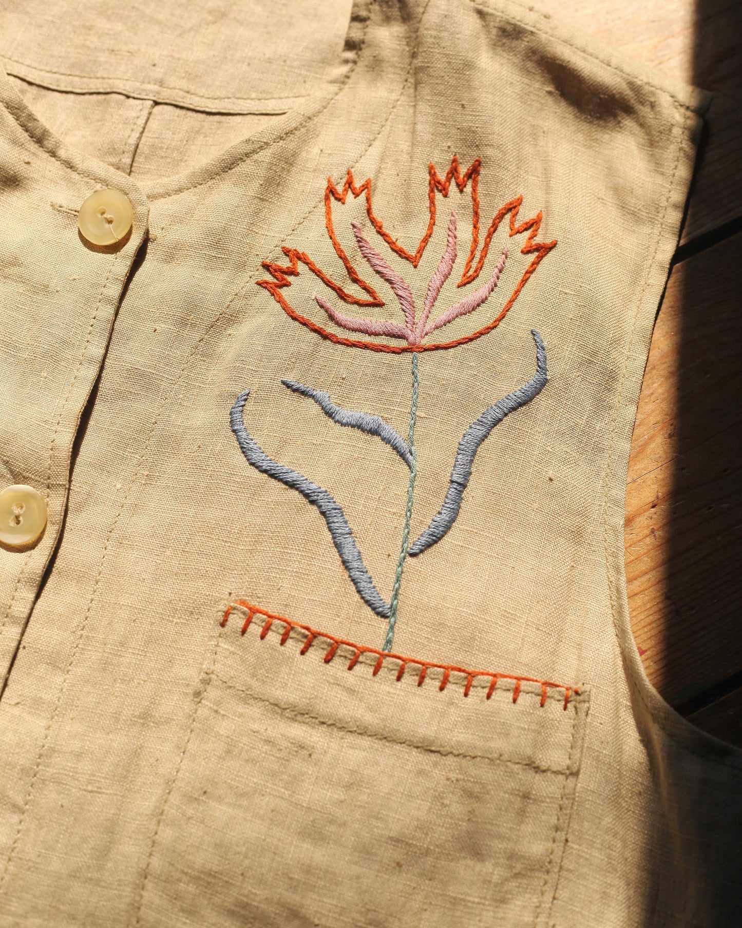 Hand Embroidered Horse and Flowers Waistcoat