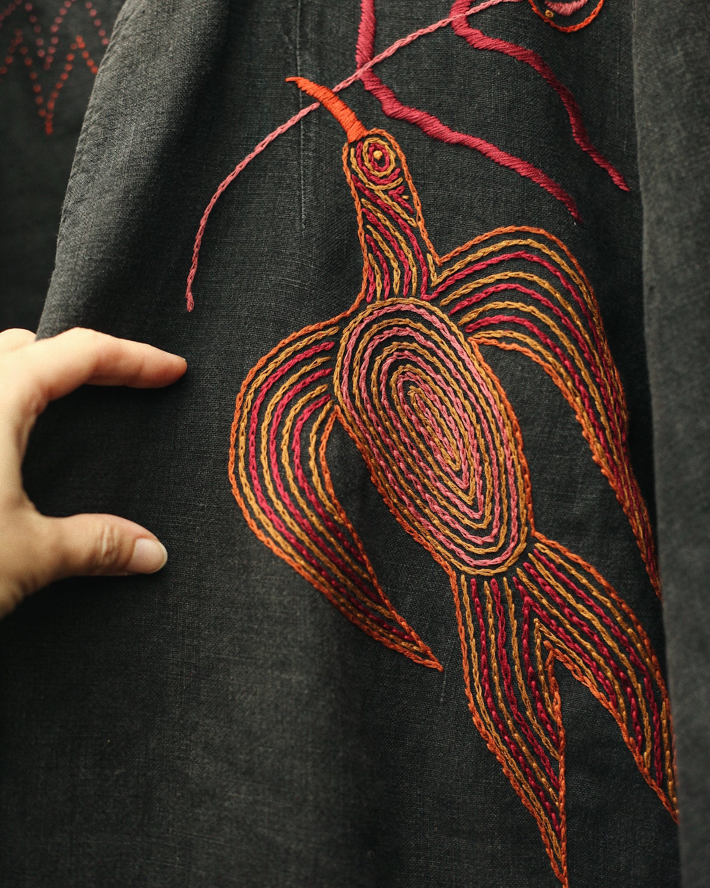 Hand Embroidered Linen Jacket/ Over shirt