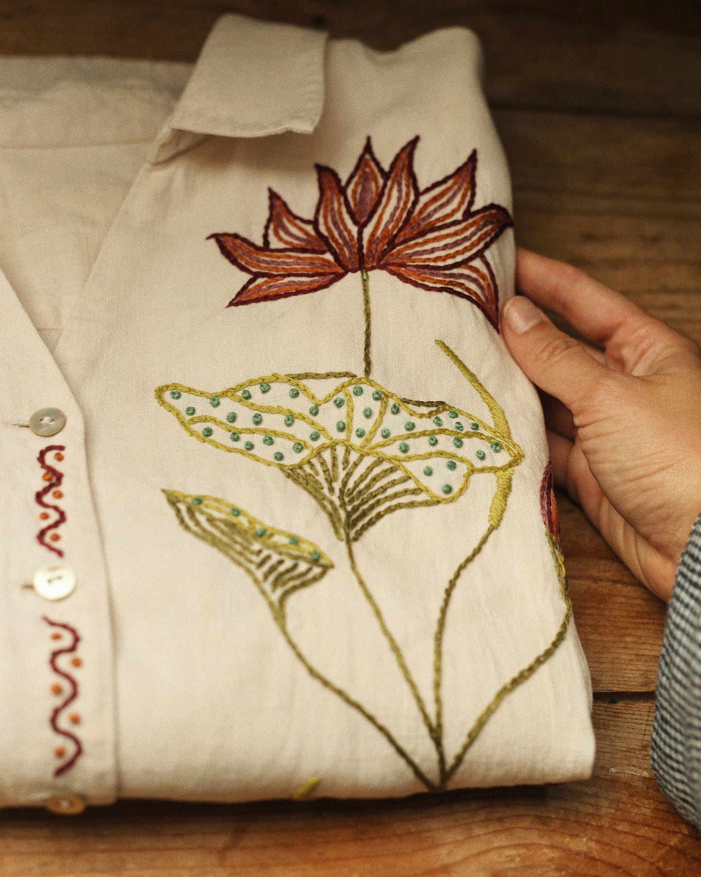 Hand Embroidered Pond Life Blouse