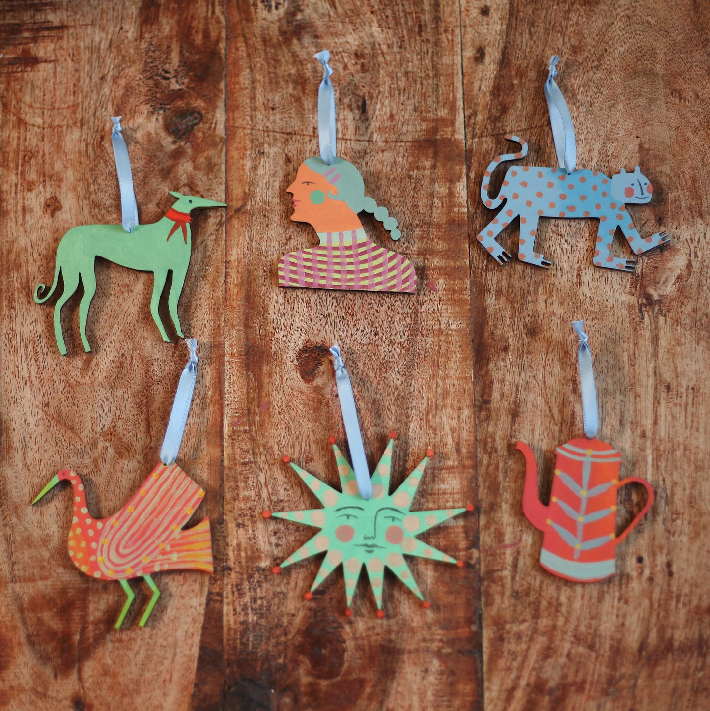 Hand Painted Wooden Decoration Pack (Colour Option 2)