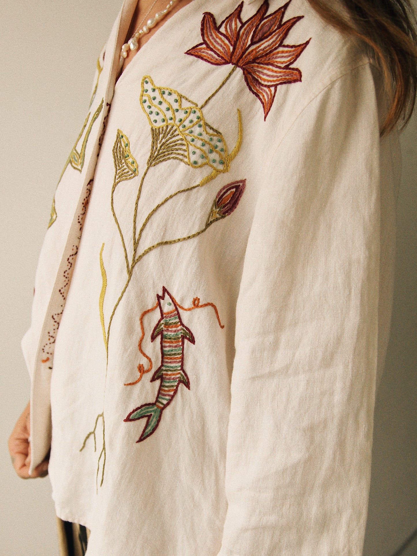 Hand Embroidered Pond Life Blouse