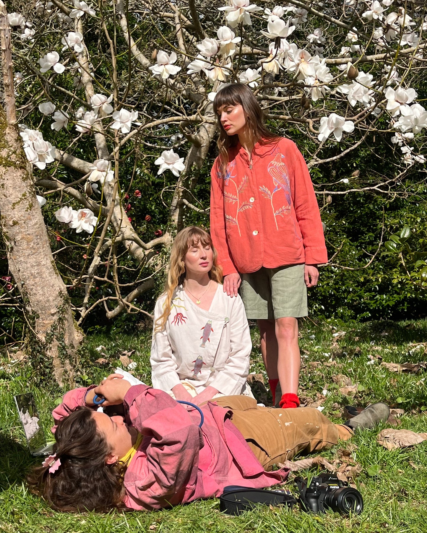 Hand Embroidery Burnt Orange Linen Parrot Jacket