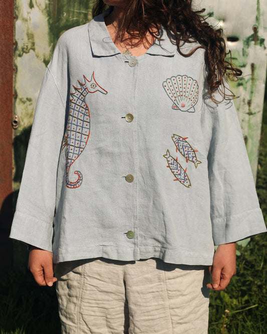 Hand Embroidered Seahorse Blouse