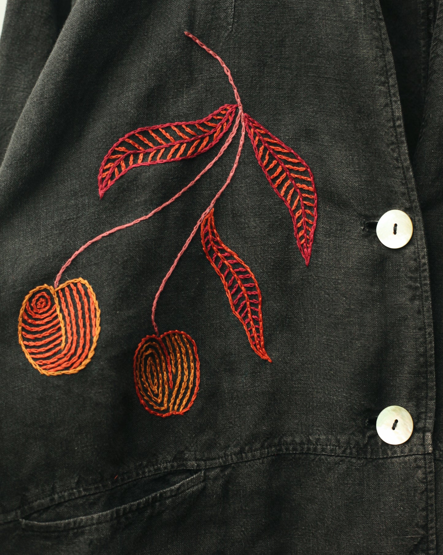 Hand Embroidered Linen Jacket/ Over shirt