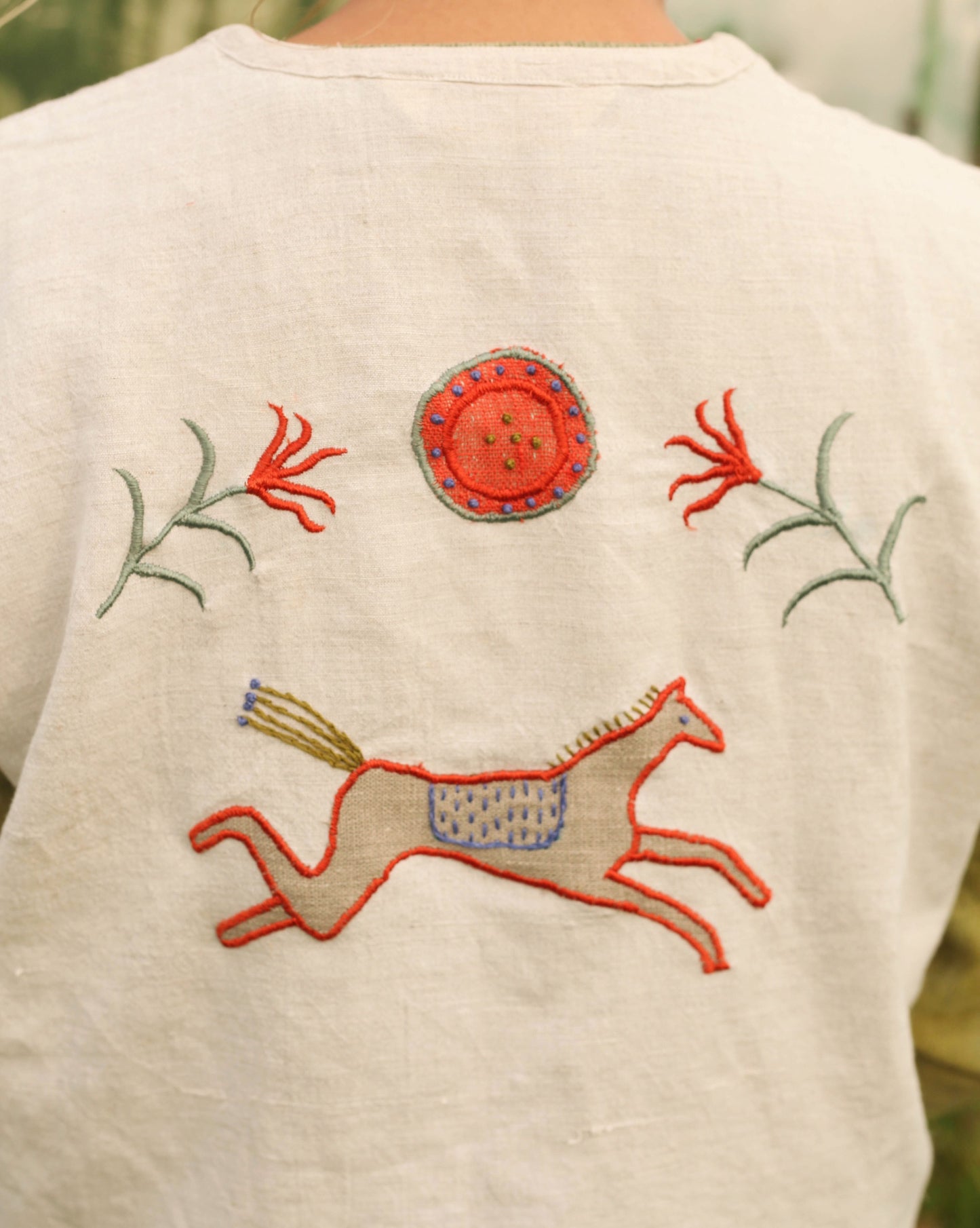Embroidered Linen Horse Waistcoat