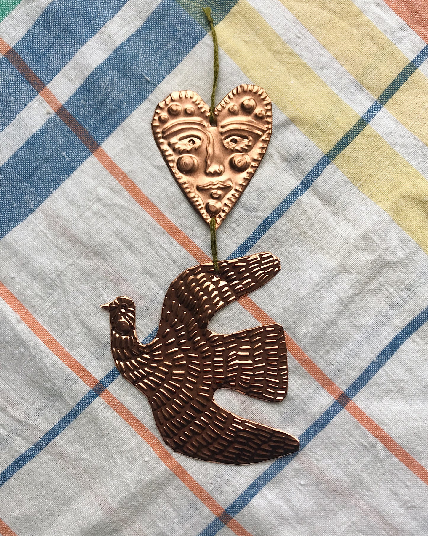 Copper Bird Heart Decoration