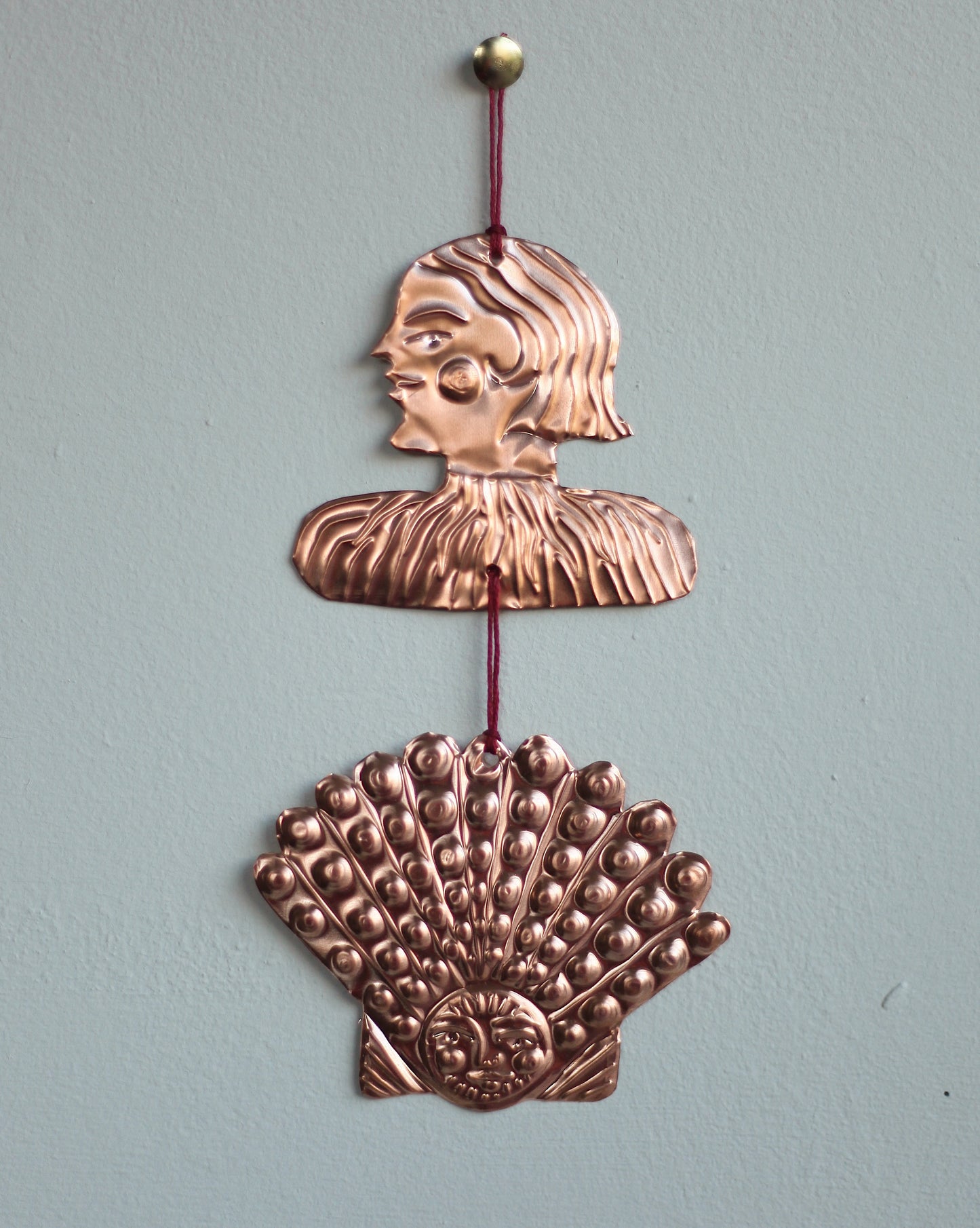 Copper Lady and Clam Ornament
