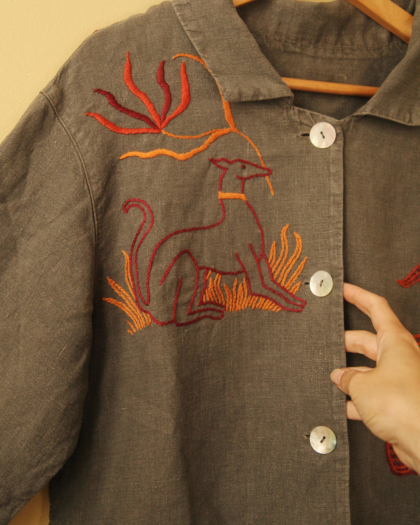 Hand Embroidered Long Dog Blouse