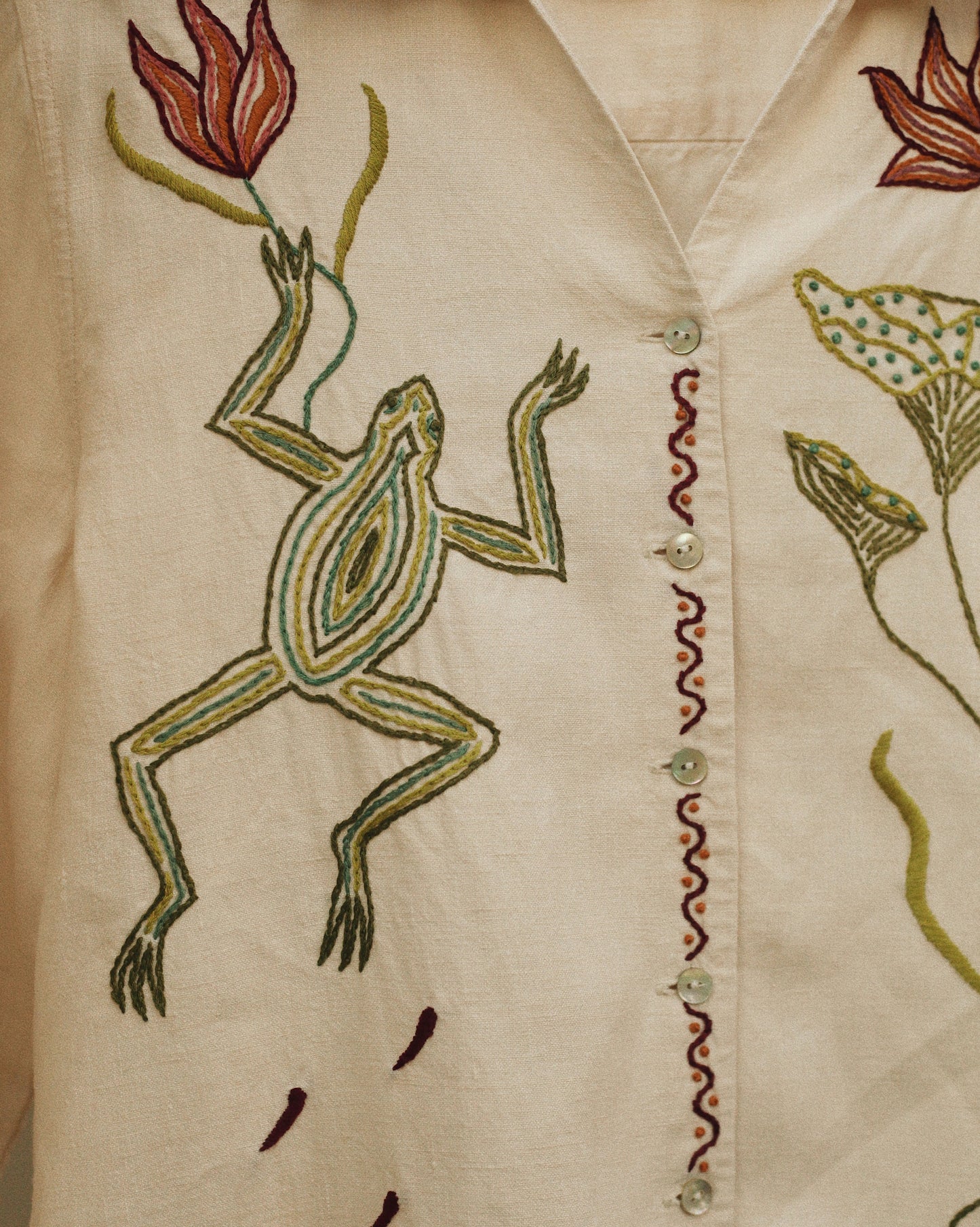 Hand Embroidered Pond Life Blouse