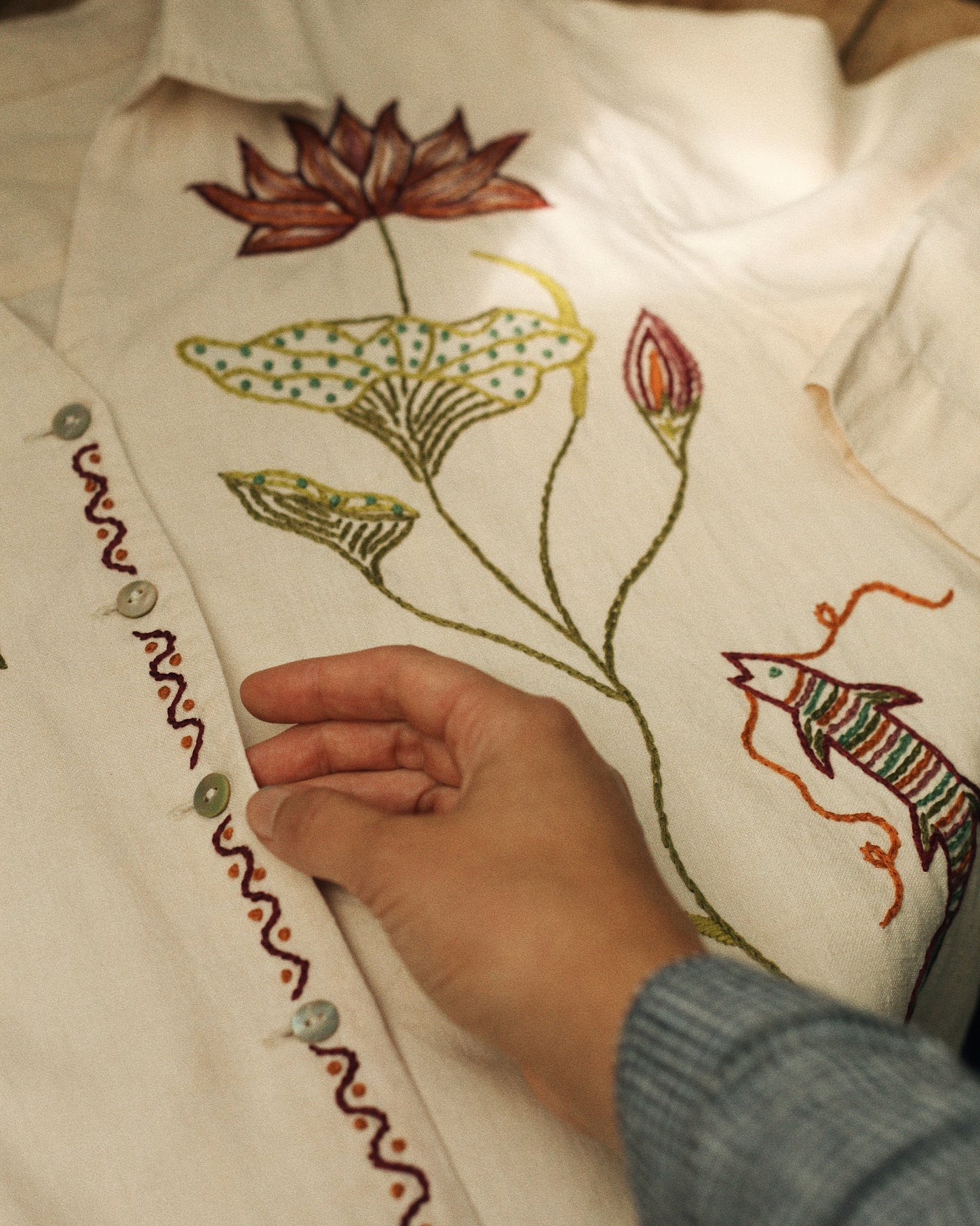 Hand Embroidered Pond Life Blouse