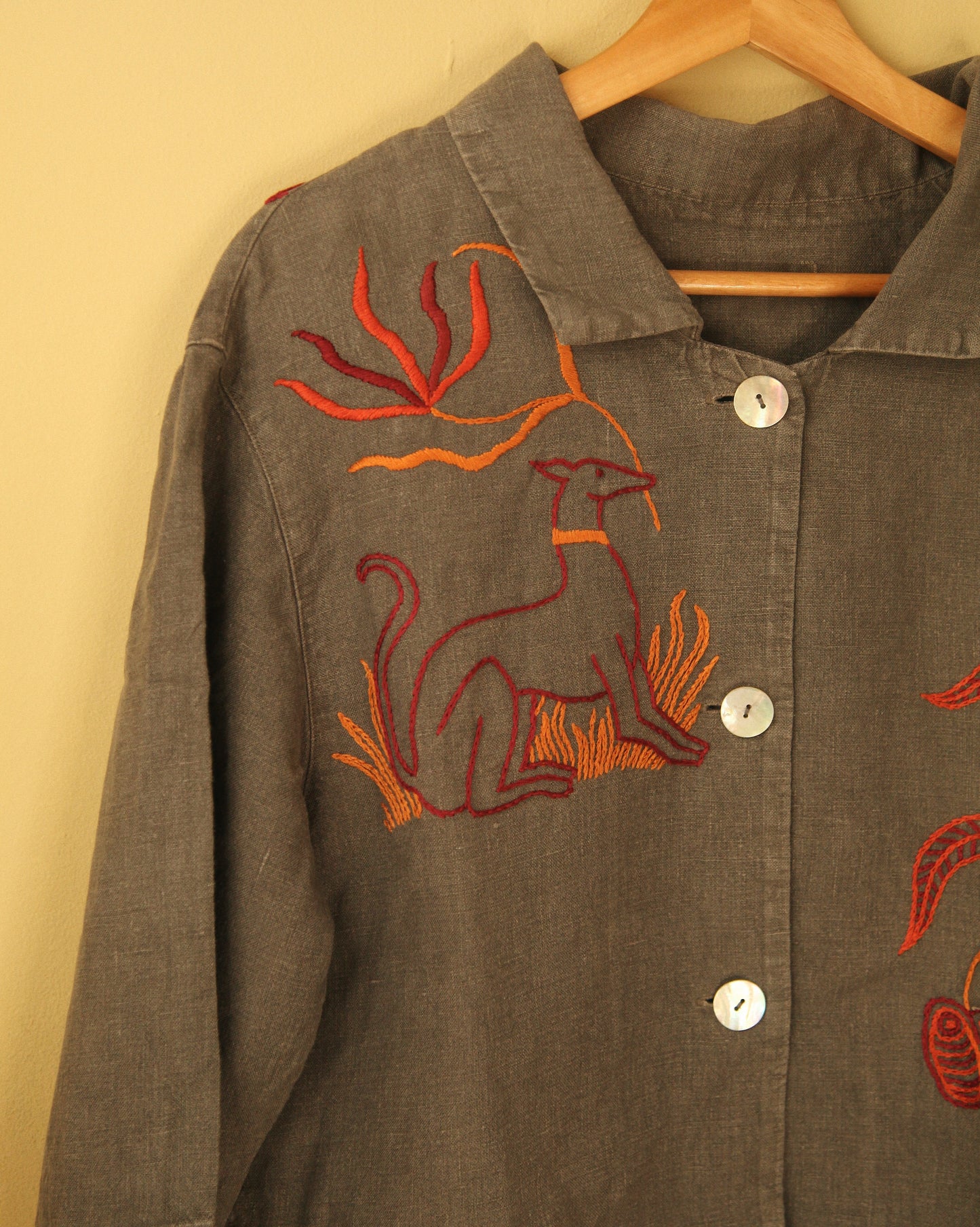 Hand Embroidered Long Dog Blouse