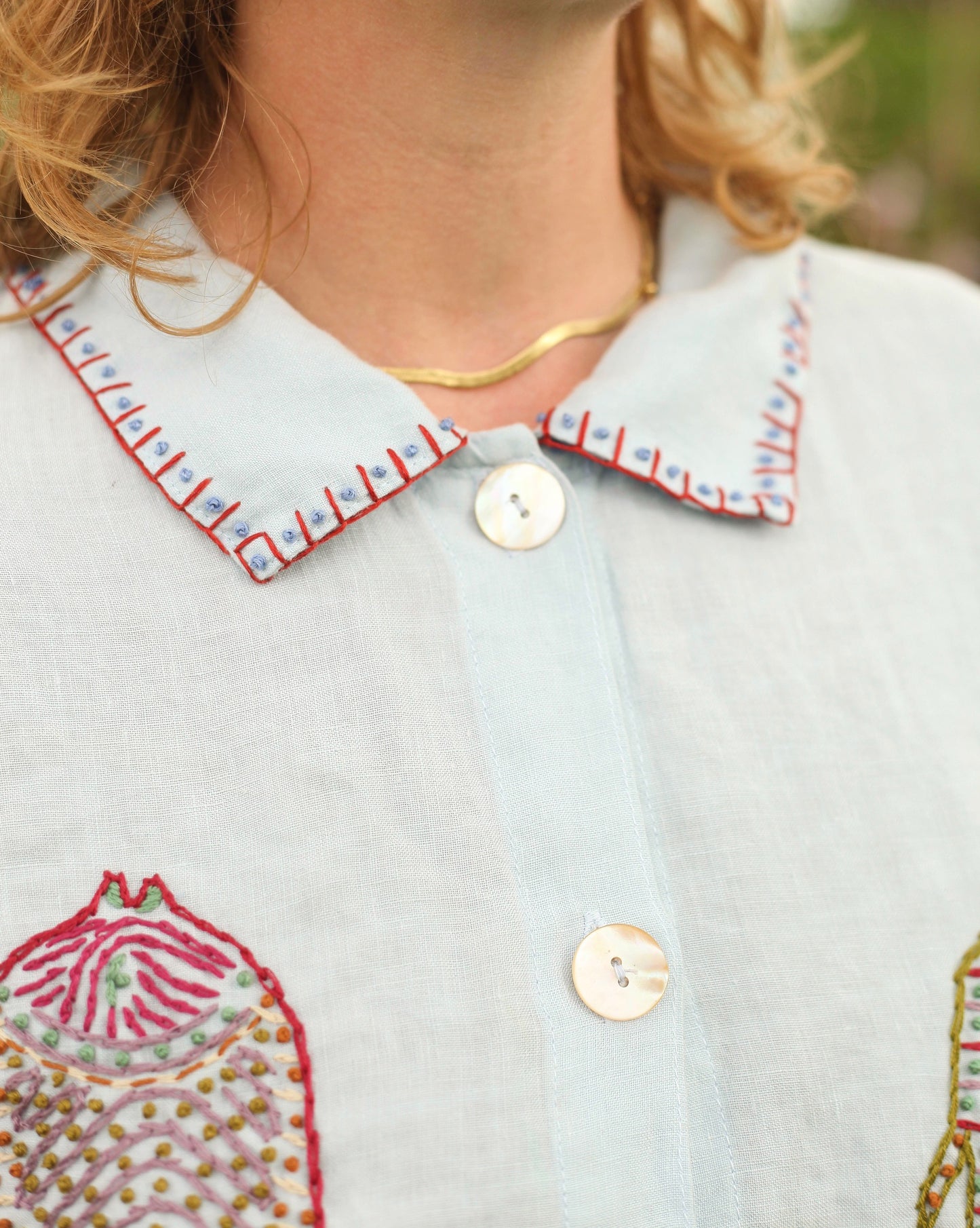 Hand Embroidered Angel Fish Shirt