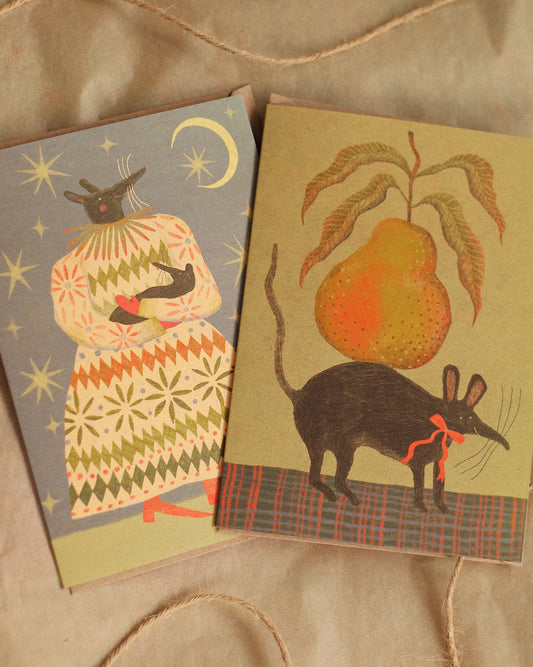 6 Pack Of Mice Christmas Cards