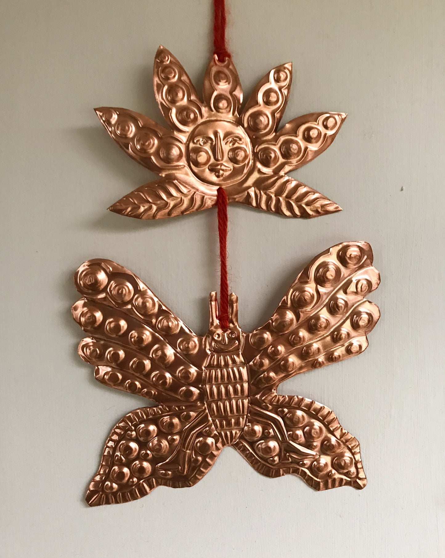 Copper Lotus & Moth Wall Decoration