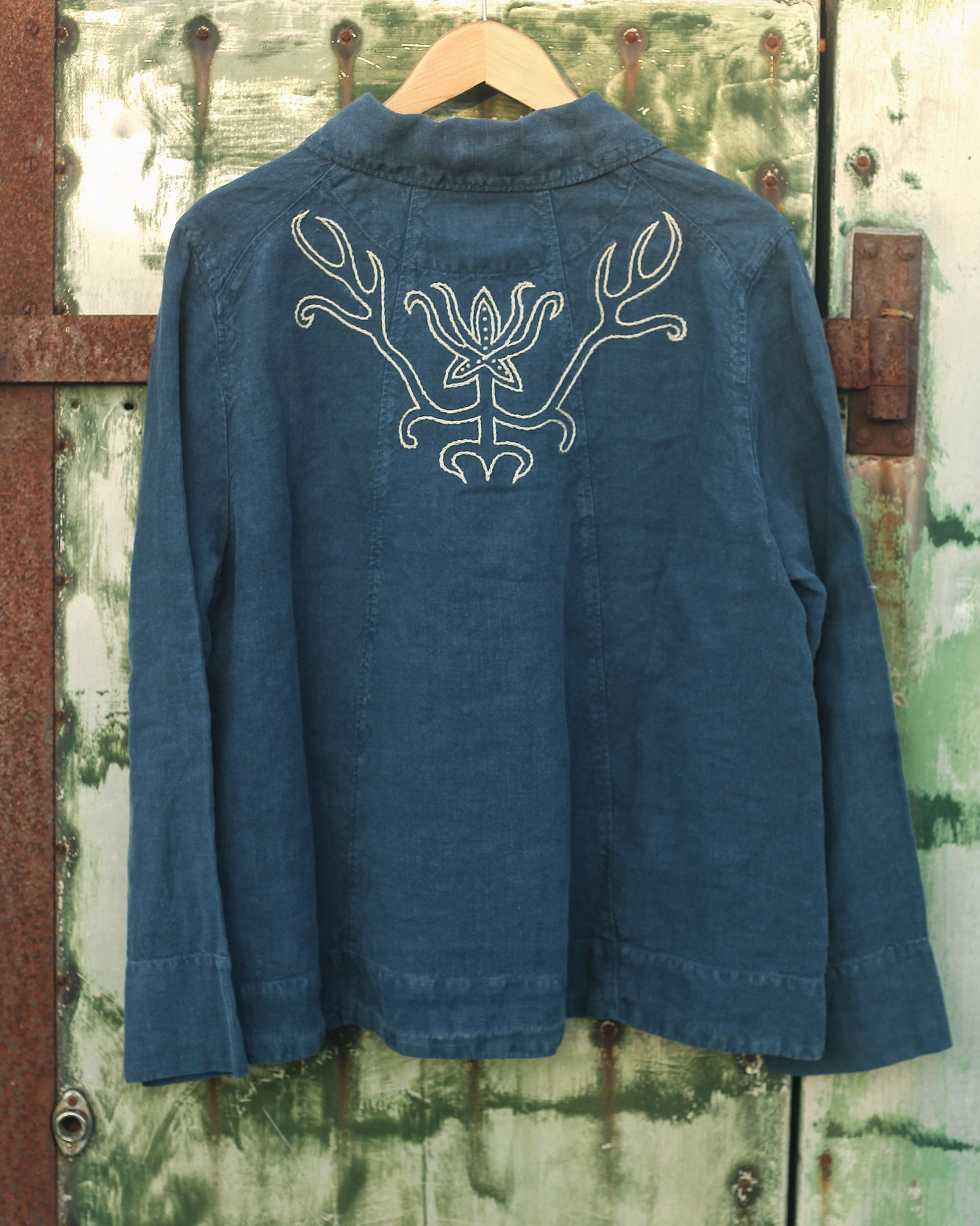 Deep Blue Hand Embroidered Fish Jacket