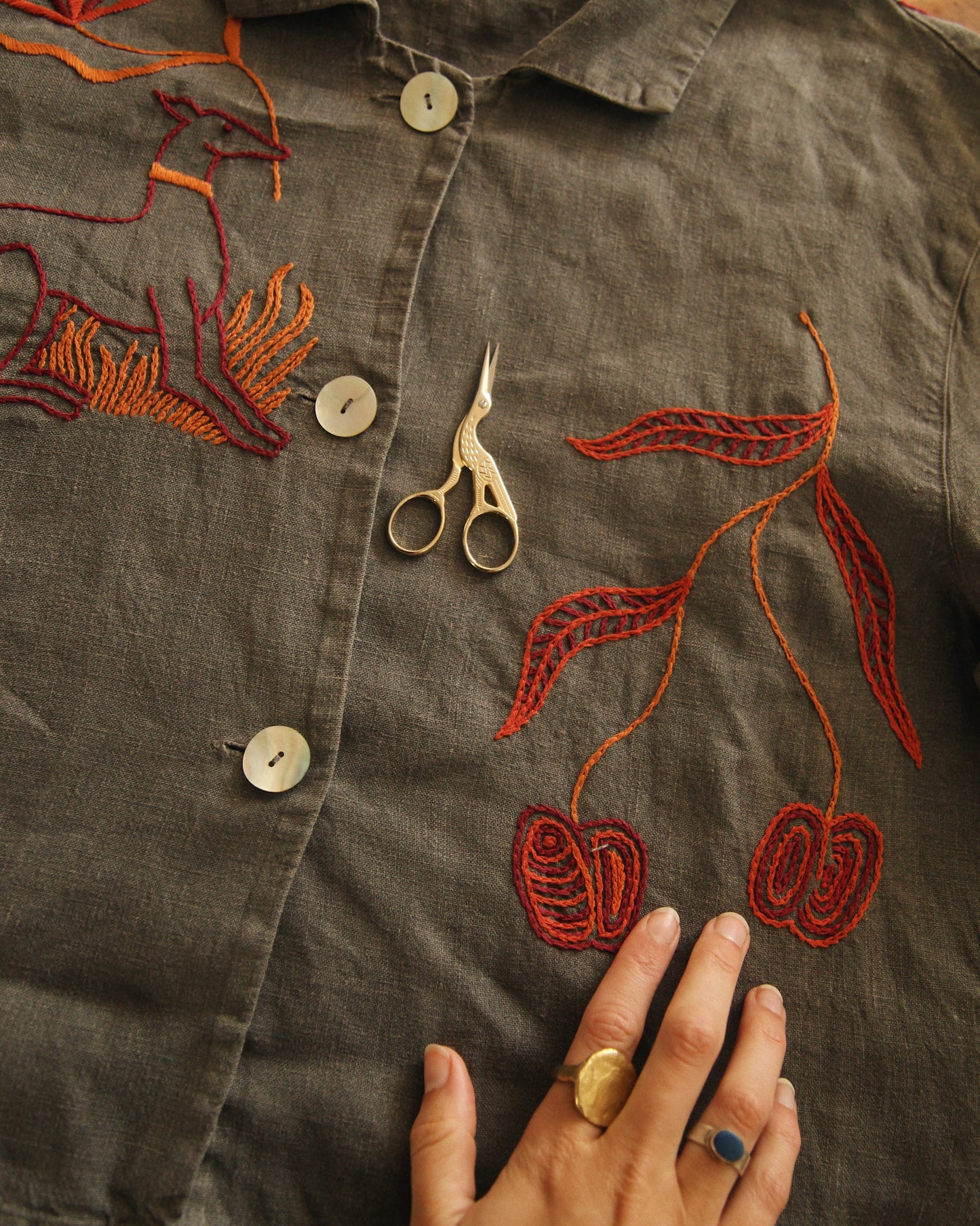 Hand Embroidered Long Dog Blouse