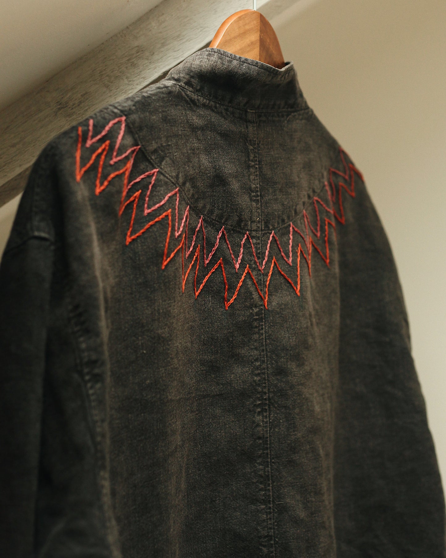 Hand Embroidered Linen Jacket/ Over shirt